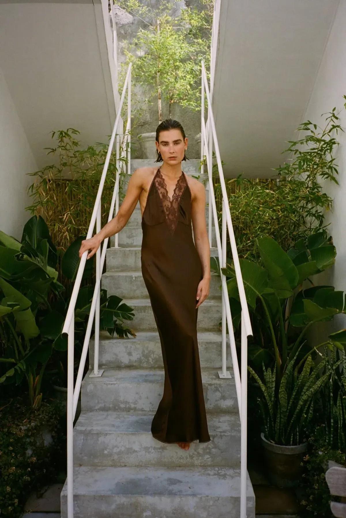 Sir the Label Aries Halter Gown Chocolate Size 0 / AU 6 - Image 1