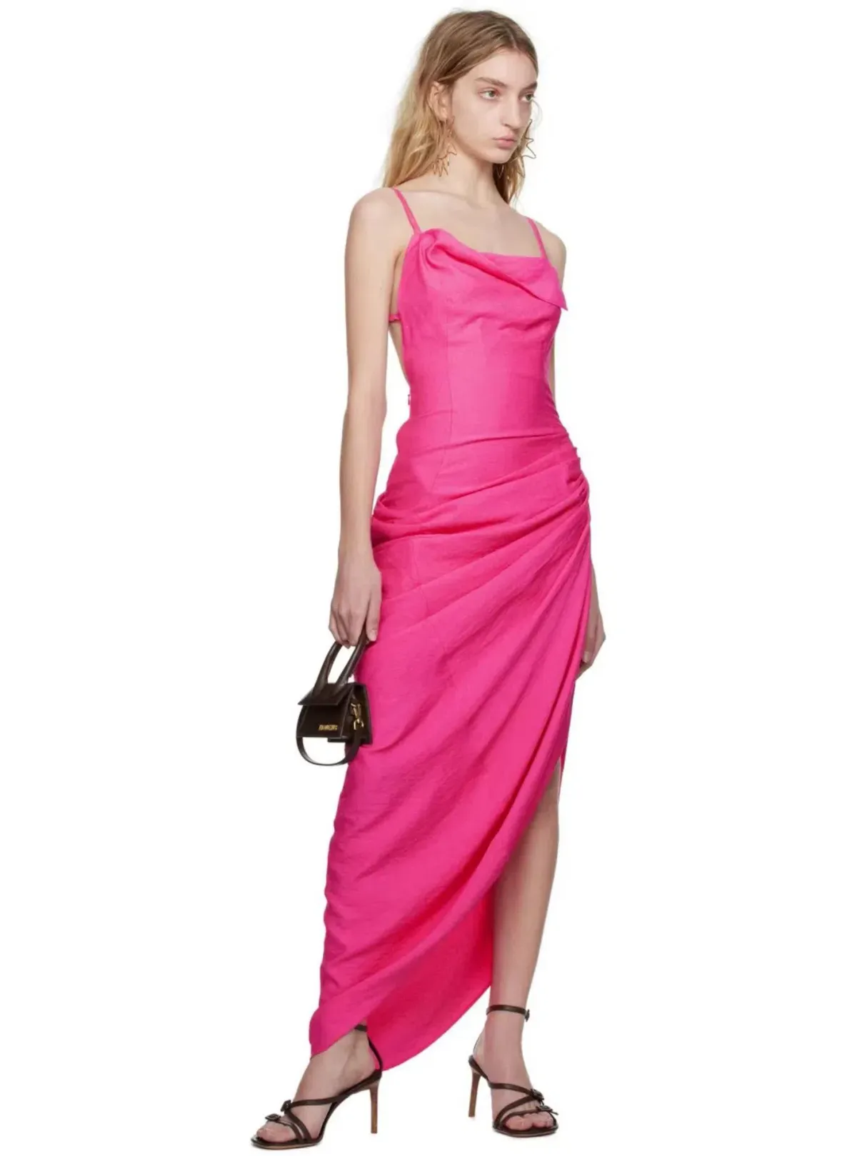 Jacquemus Le Raphia La Robe Saudade Maxi Dress Pink Size AU 8 - Image 2