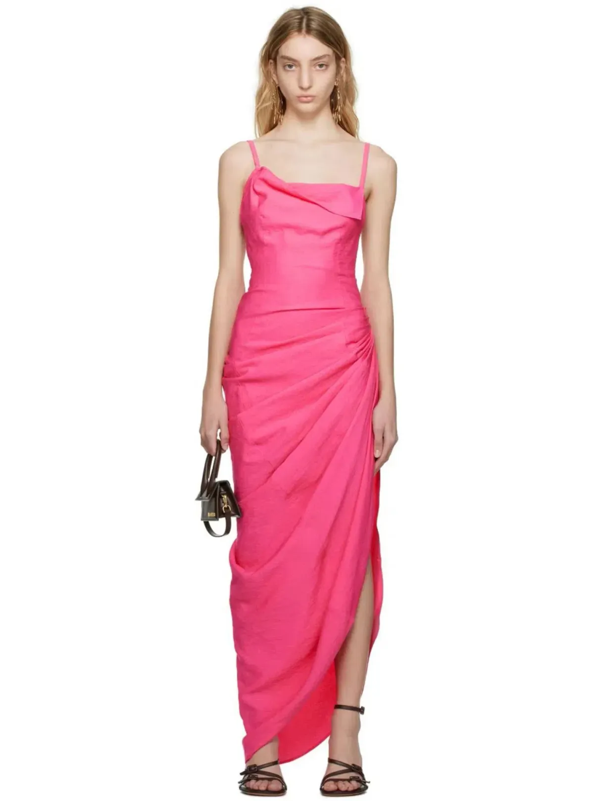 Jacquemus Le Raphia La Robe Saudade Maxi Dress Pink Size AU 8 - Image 1