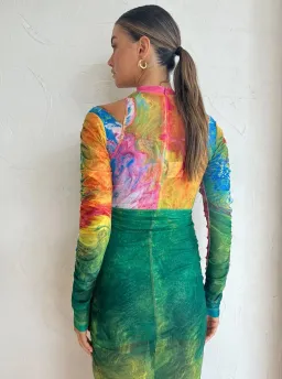 Alemais Irving Mesh Midi Dress in Multi Size 6 for rent on The Volte - image 2