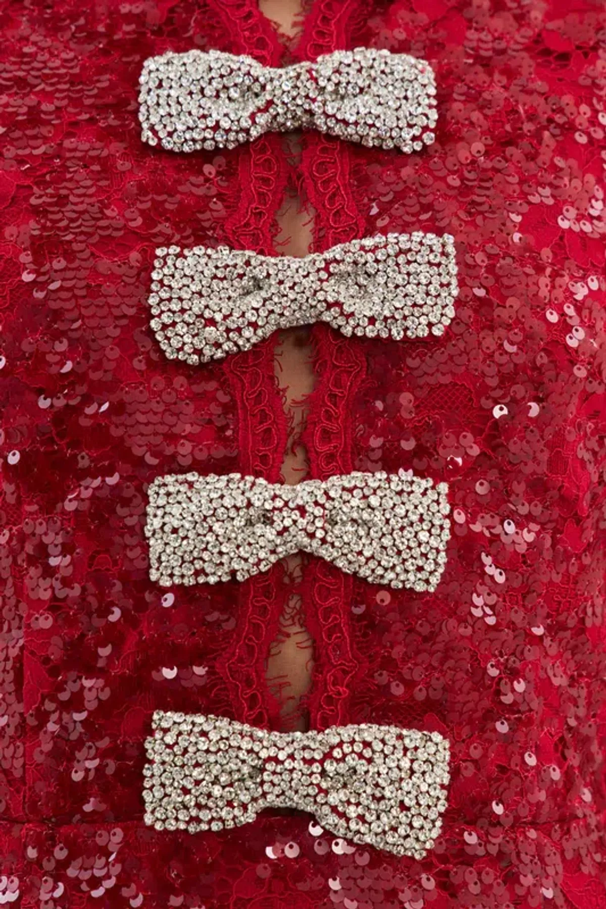 Rebecca Vallance Leyla Short Sleeve Mini Dress Red Sequin Size 12 - Image 3