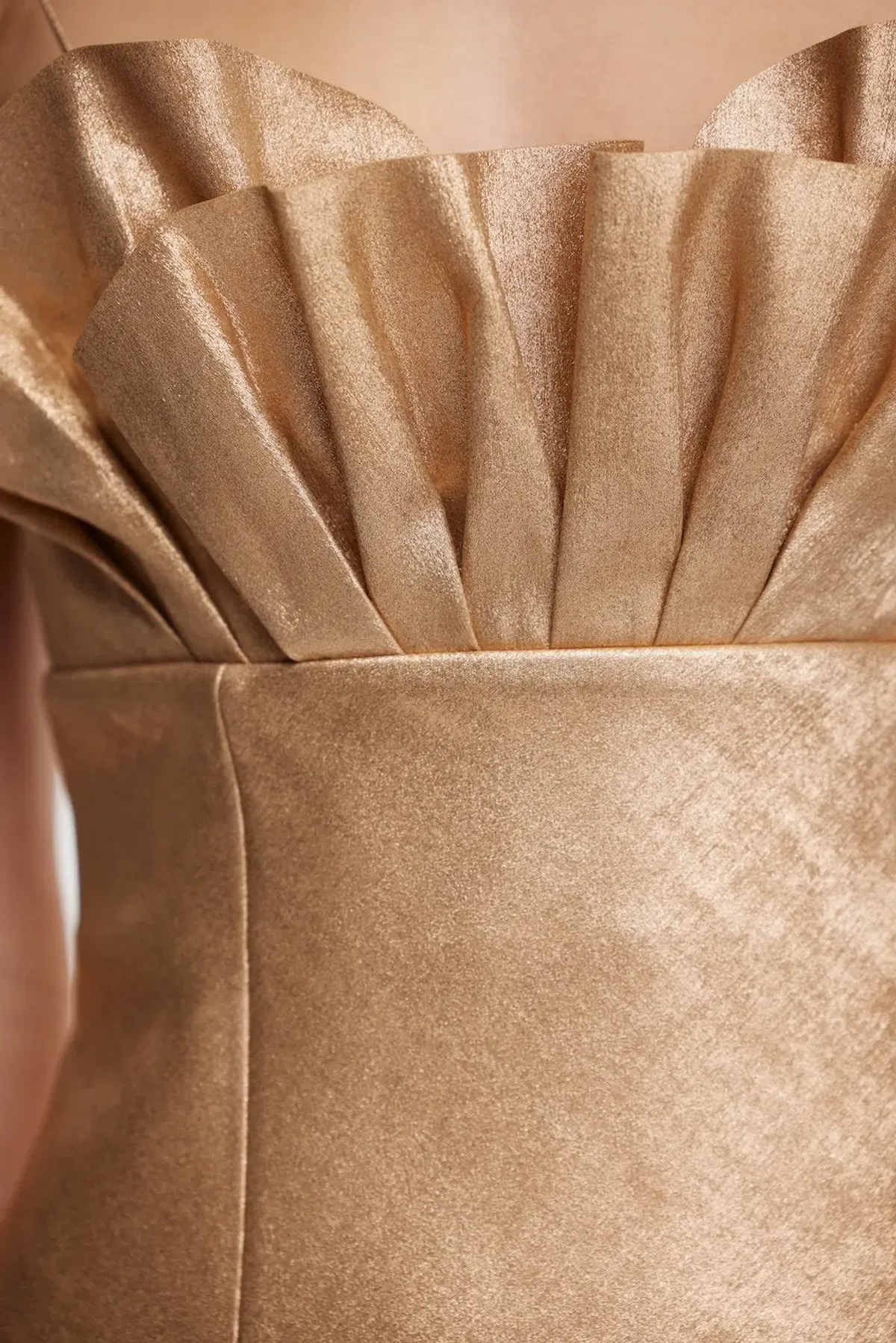 Acler Mahina Midi Dress Metallic Caramel Gold Size 8 - Image 2