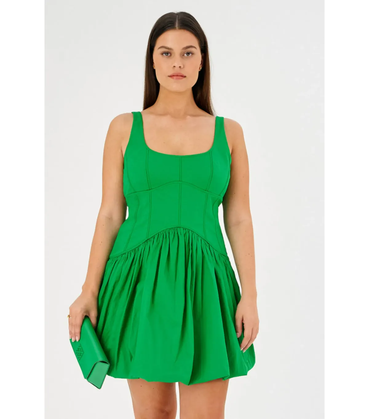 Oroton Short Tie Back Dress in Jewel Green Size AU 14 - Image 5