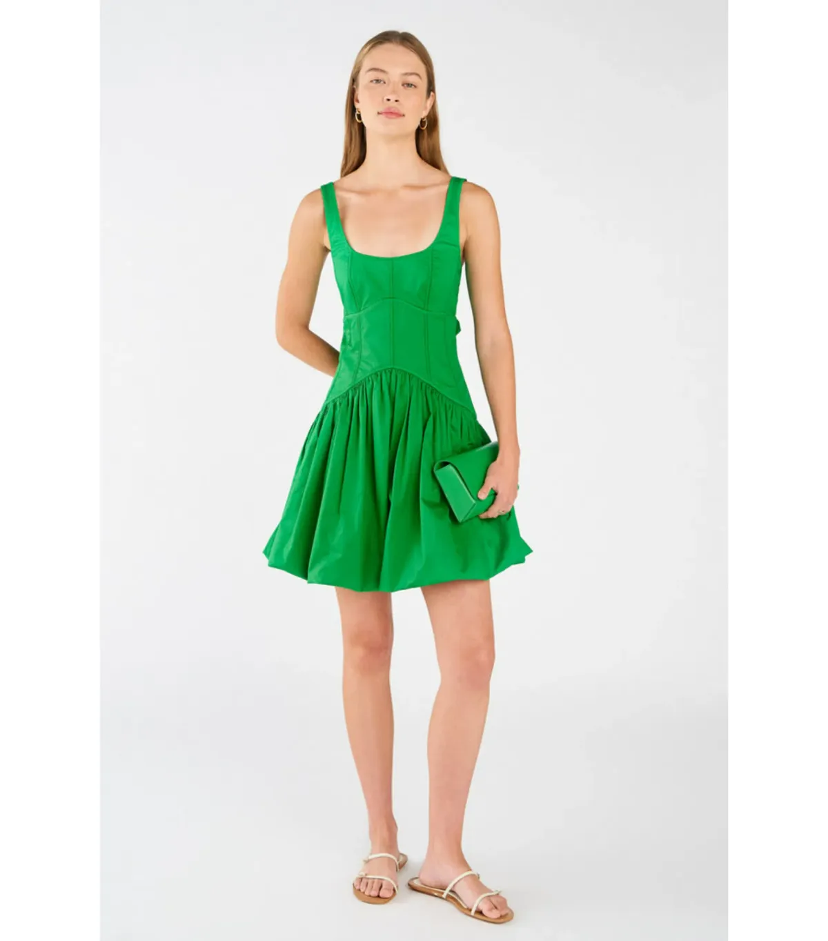Oroton Short Tie Back Dress in Jewel Green Size AU 14 - Image 2