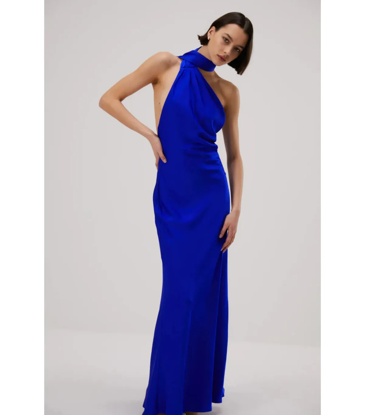 Misha Alastair Satin Gown in Electric Blue Size 8/S - Image 2