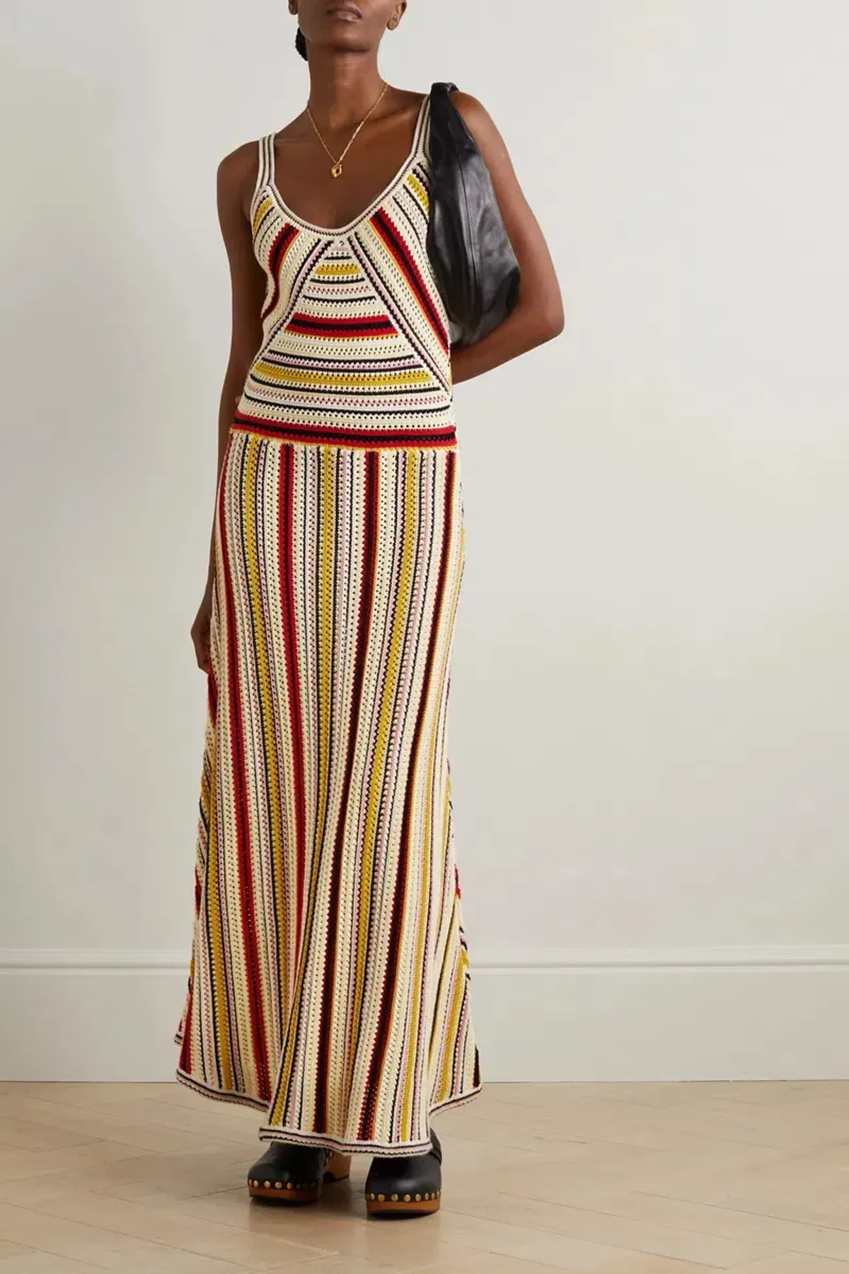 Zimmermann Vitali Striped Crochet Knit Cotton Maxi Dress Multi Size 0 / AU 8  - Image 1