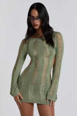Jaded London Umbra Mini Dress Khaki Size 8 for rent on The Volte - image 2