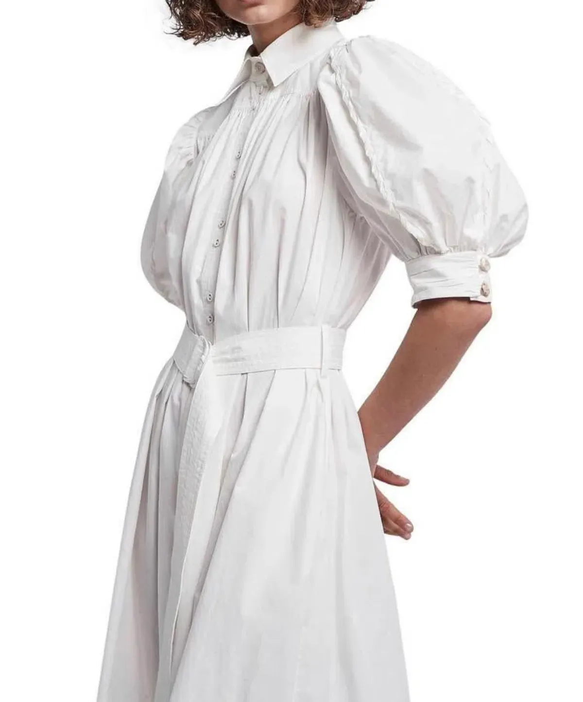 Aje Manifest Midi Belted Shirt Dress White Size AU 8 - Image 2