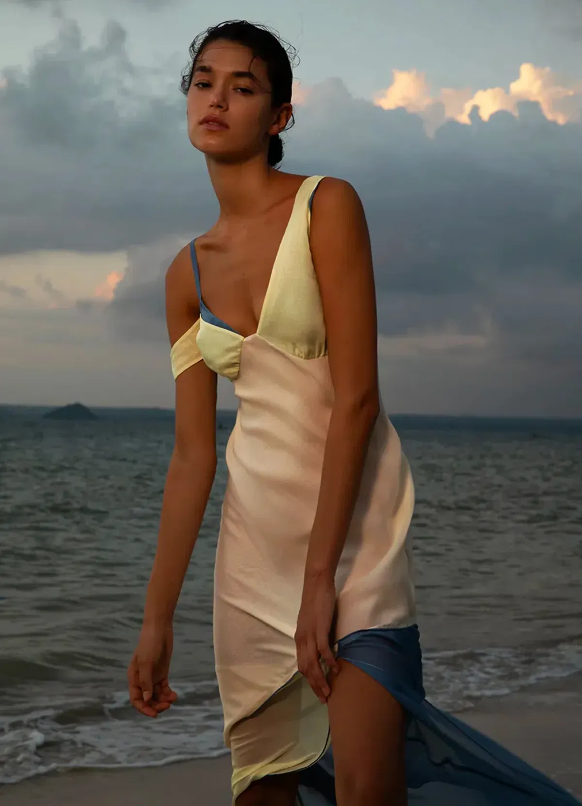 Sir the Label Thames Splice Midi Dress Ecru Multi Size 10 - Image 6