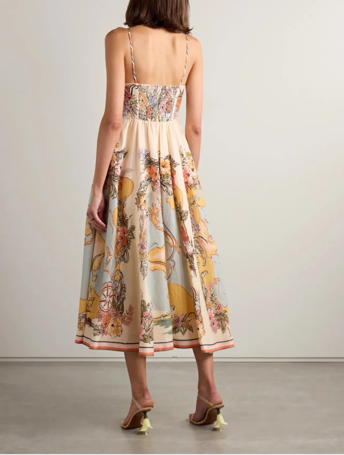 Zimmermann Tallow Tucked Bodice Dress in Nautical Map Size 2 / AU 12 - Image 2