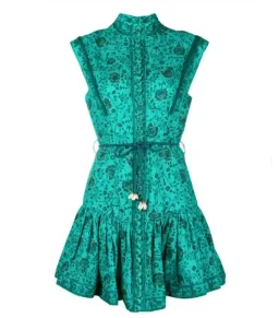 Zimmermann Lulu Panelled Flip High Neck Mini Dress Jade Floral Print Size 1 / AU 10 for rent on The Volte - image 6