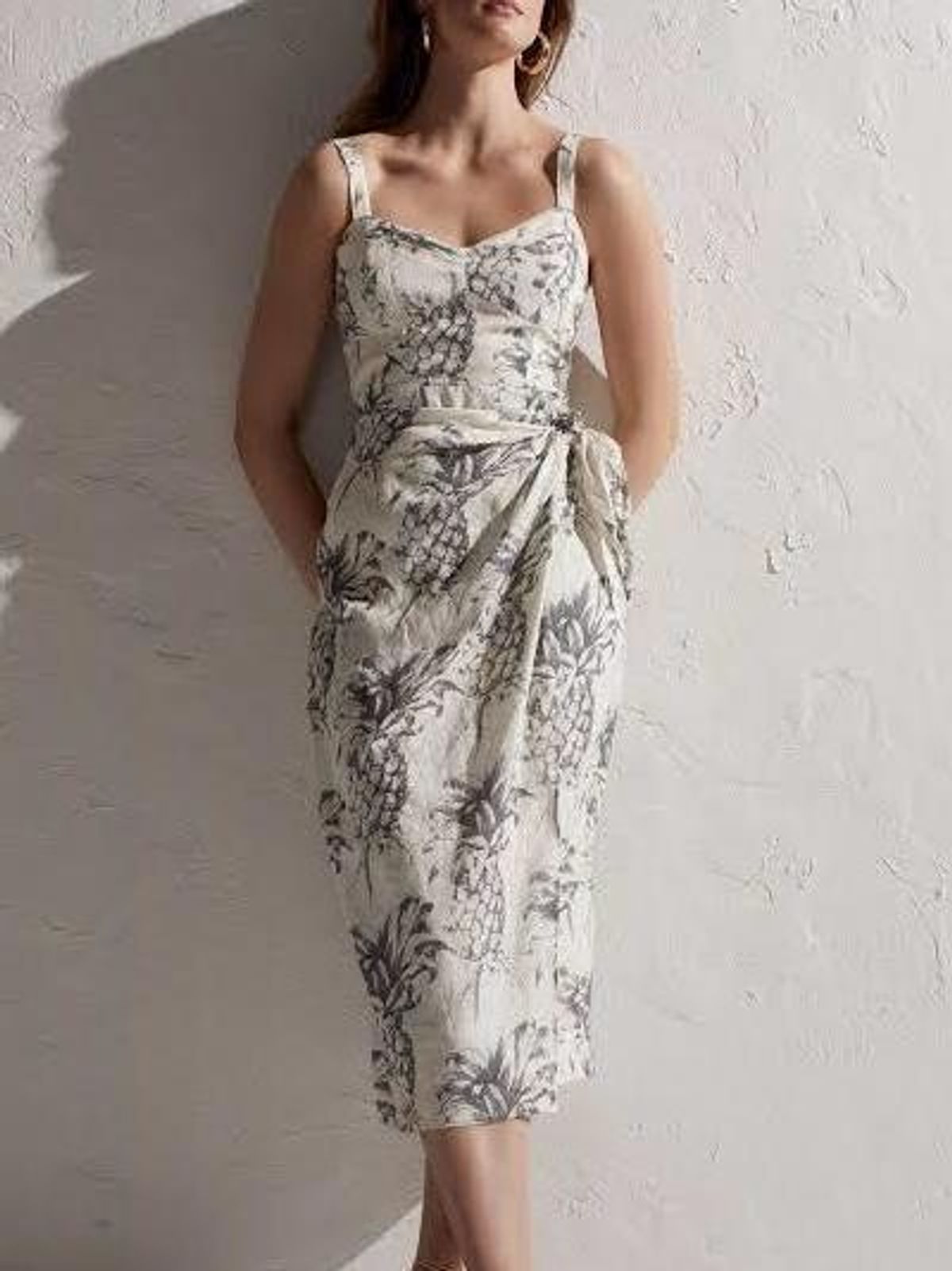 Zimmermann Wayfarer Printed Linen Wrap Dress in White Print Size 3 - Image 1