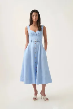 Aje Primary Belted Midi Dress Daydream Blue Size AU 12 for rent on The Volte - image 1