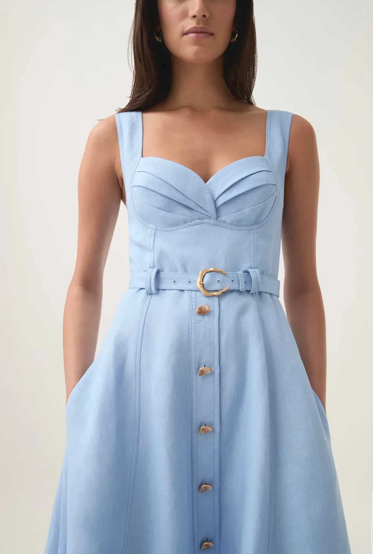 Aje Primary Belted Midi Dress Daydream Blue Size AU 12 - Image 2