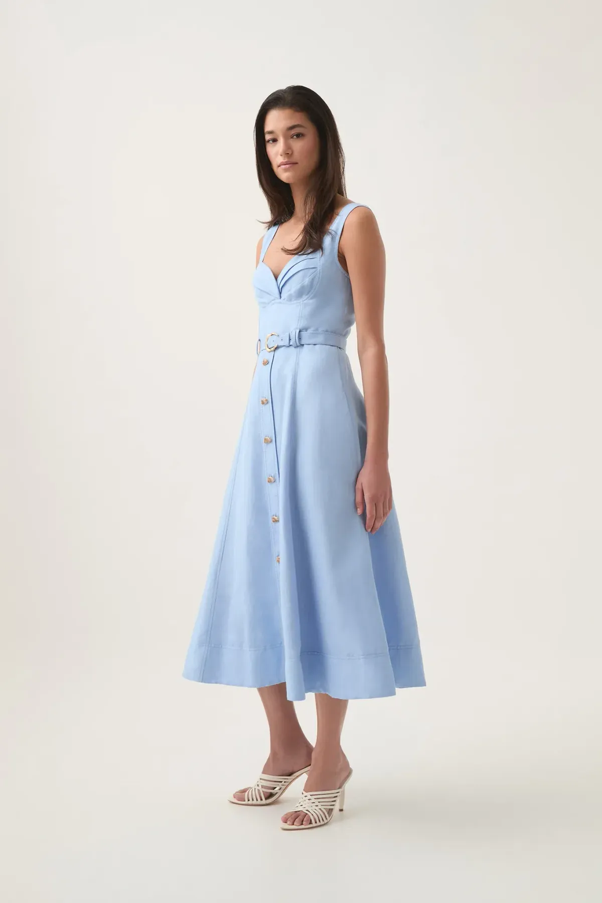 Aje Primary Belted Midi Dress Daydream Blue Size AU 12 - Image 3