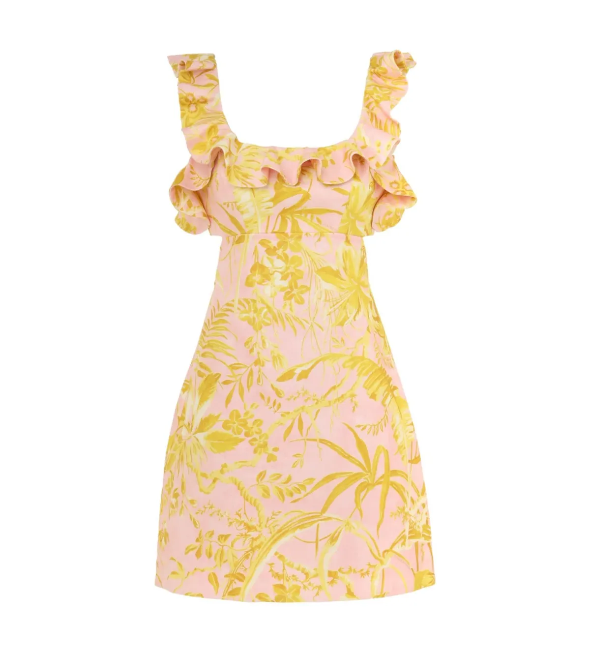 Zimmermann The Golden Ruffle Mini Dress in Pink/Gold Floral Size 2 / AU 12  - Image 3