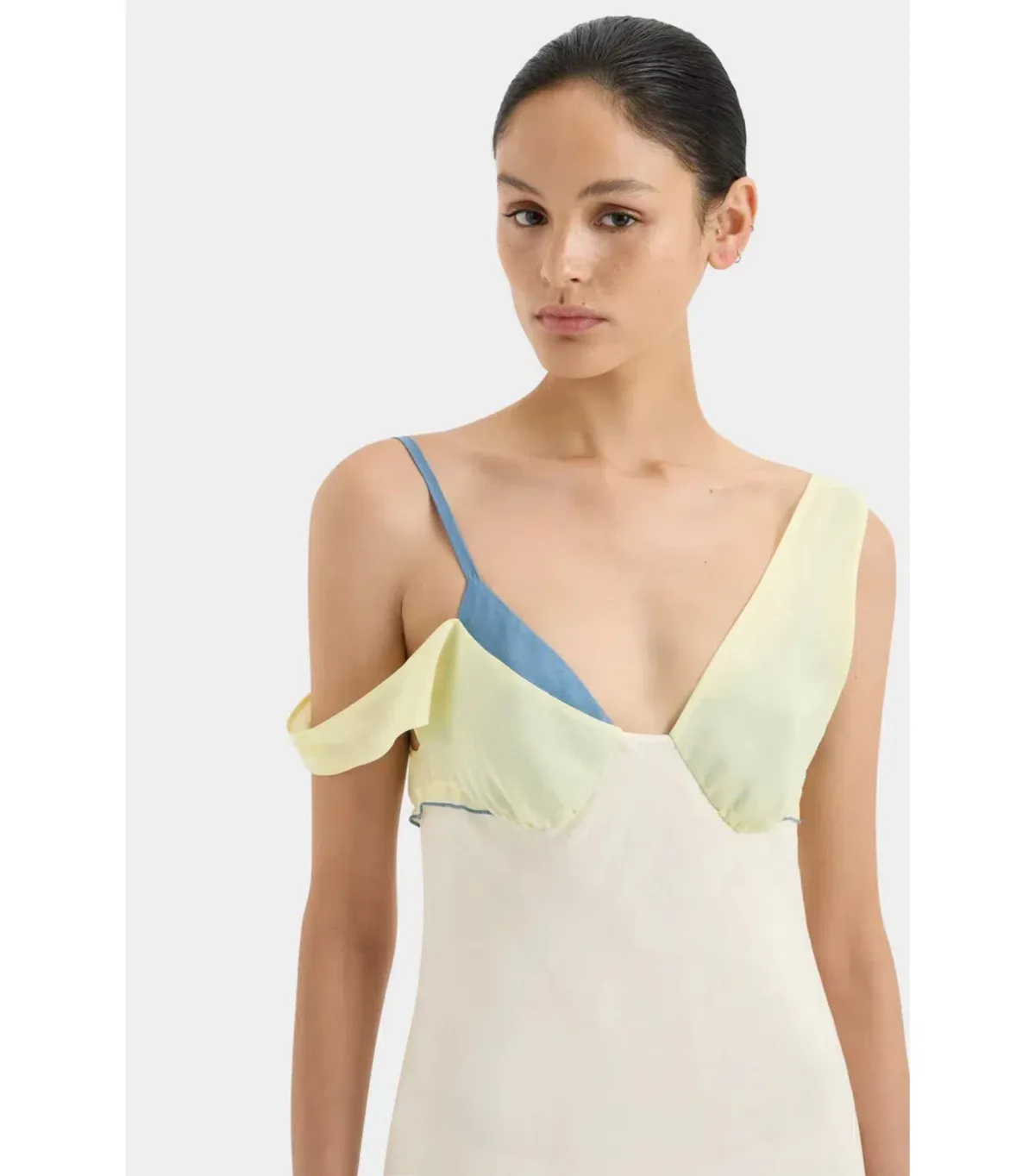 Sir The Label Thames Splice Midi Dress in Ecru Multi Size 0 / AU 6 - Image 2