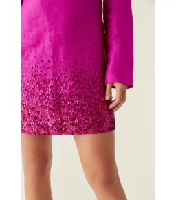 Aje Reflection Sequin Mini Dress in Deep Magenta Size AU 8 for rent on The Volte - image 3