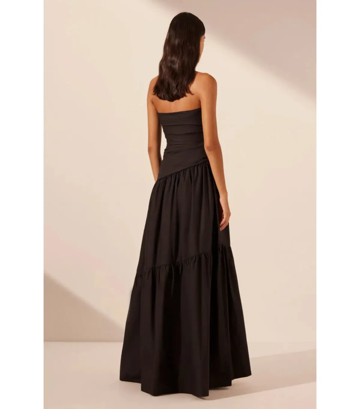 Shona Joy Maiori Strapless Tiered Maxi Dress Black Size AU 10 - Image 4