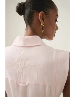 Aje Dulcet Logo Midi Dress Pastel Pink Size 10  for rent on The Volte - image 2