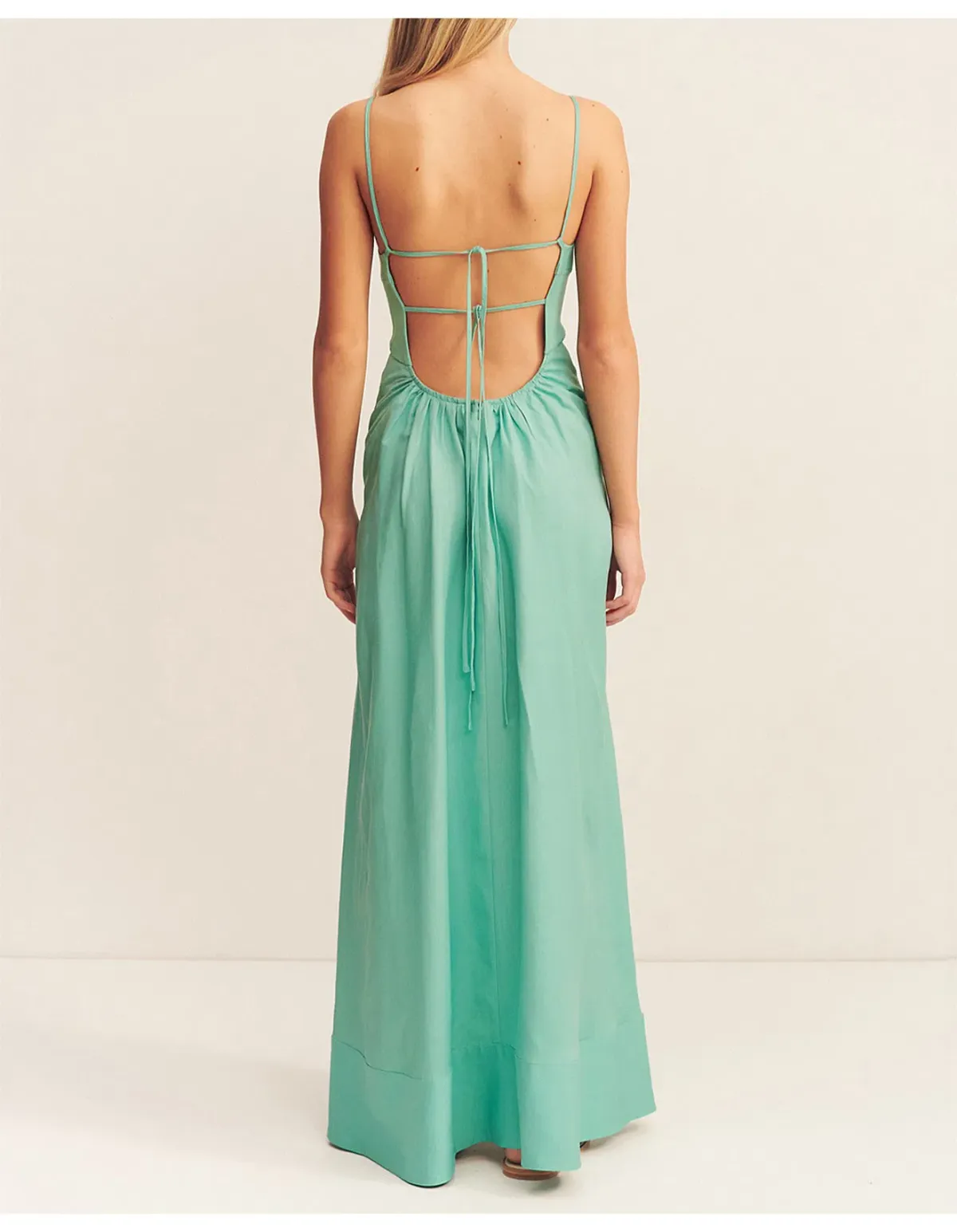 Shona Joy Alec Low Open Back Maxi Dress Pool Blue Size 10 - Image 3