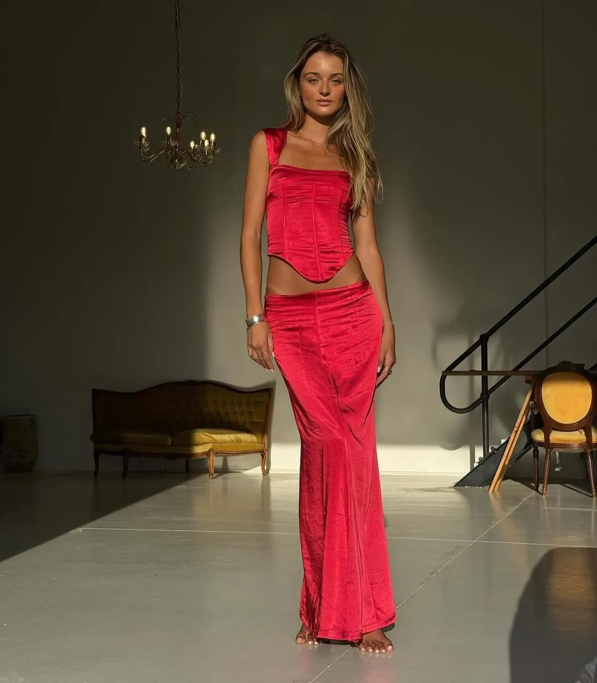 I Am Delilah Valerie Corset and Maxi Skirt Set Red Size XS / AU 6 - Image 4