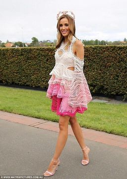 Thurley Rainbow Mini Dress pink lace 6 for rent on The Volte - image 2