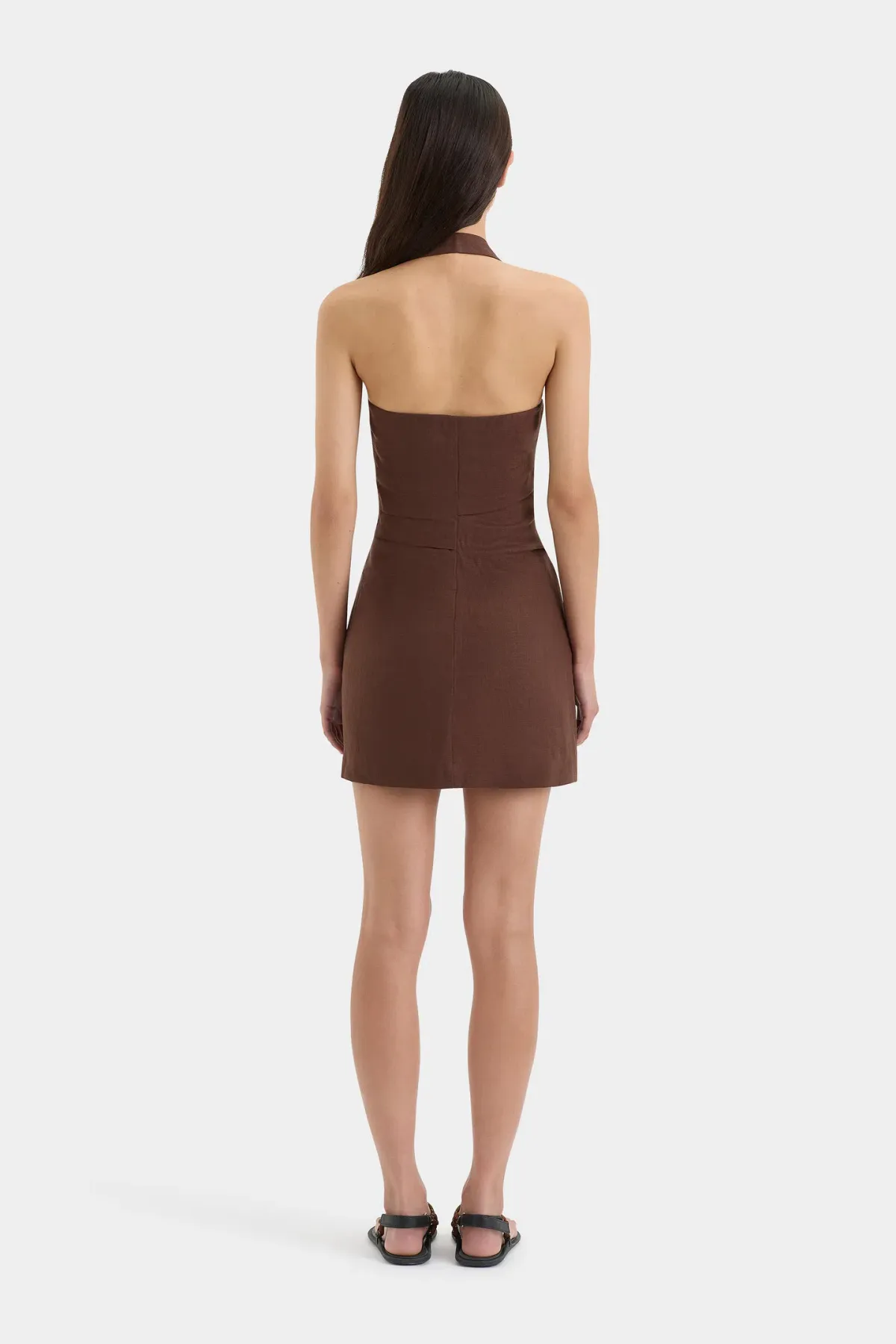 Sir The Label Noemi Halter Mini Dress Chocolate Brown Size 2 / AU 10 - Image 3