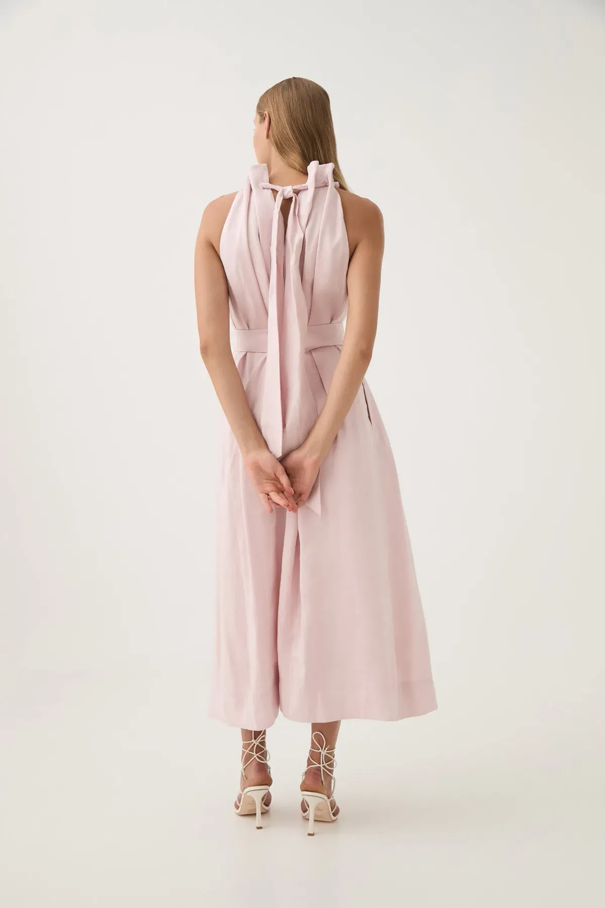 Aje Mariel Trapeze Midi Dress Soft Pink Size 6 - Image 2