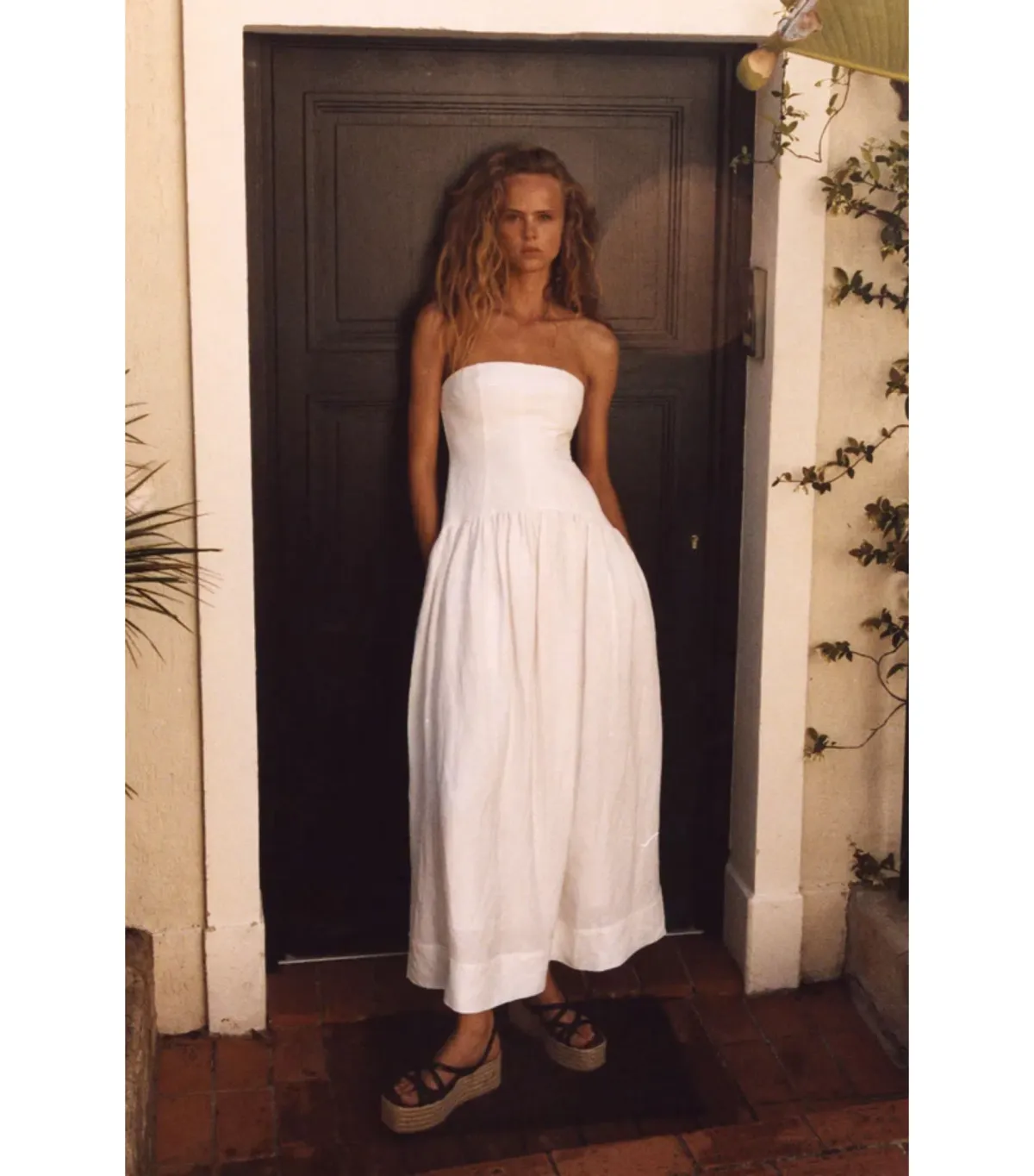Shona Joy Blanc Linen Strapless Panelled Maxi Dress White Size AU 10 - Image 5