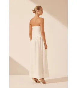 Shona Joy Blanc Linen Strapless Panelled Maxi Dress White Size AU 10 for rent on The Volte - image 4