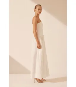 Shona Joy Blanc Linen Strapless Panelled Maxi Dress White Size AU 10 for rent on The Volte - image 3