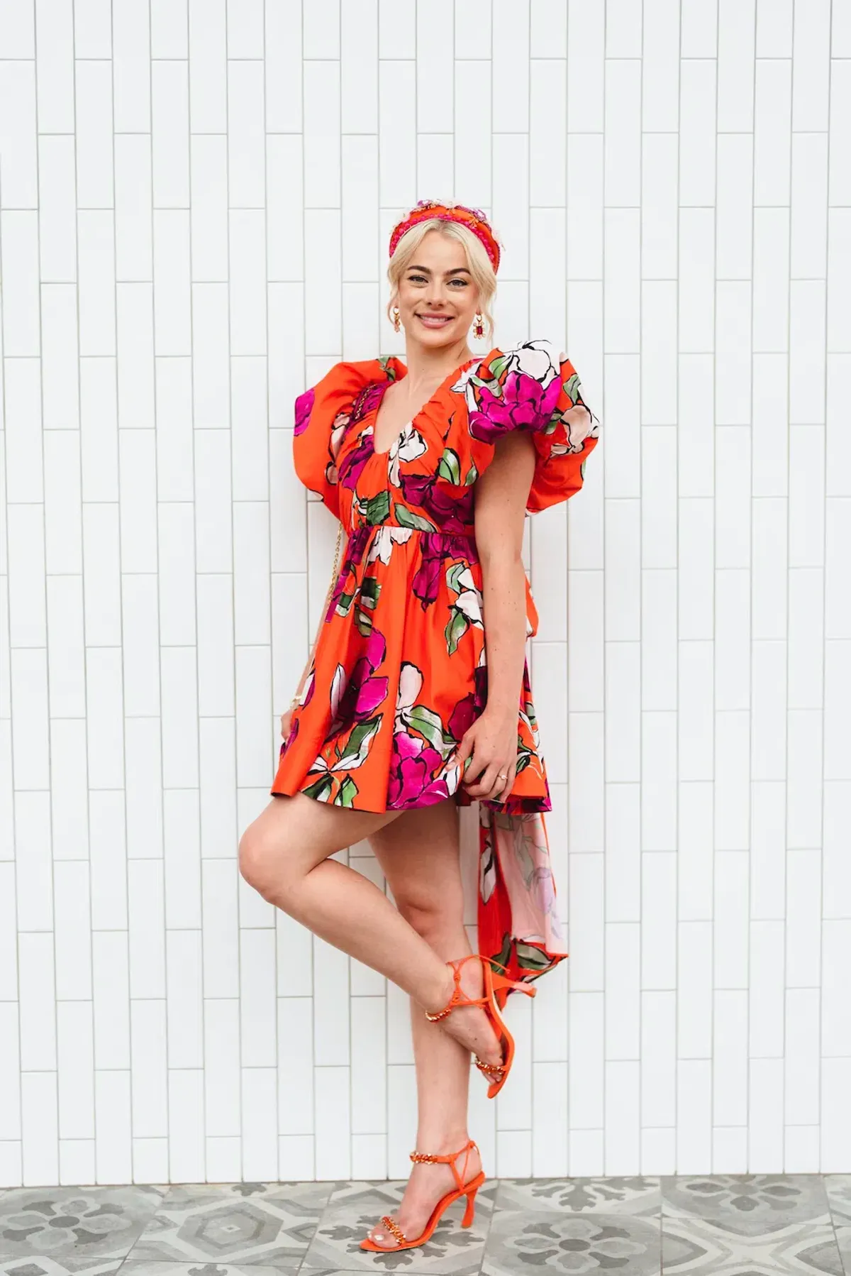 Aje Gretta Bow Back Mini Dress Vivid Camellia Size AU 8 - Image 4