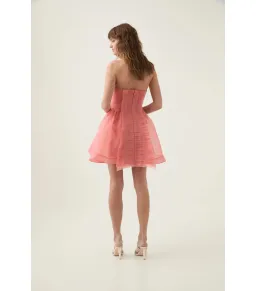 Aje Astrid Strapless Mini Dress Washed Coral Size AU 10 for rent on The Volte - image 3