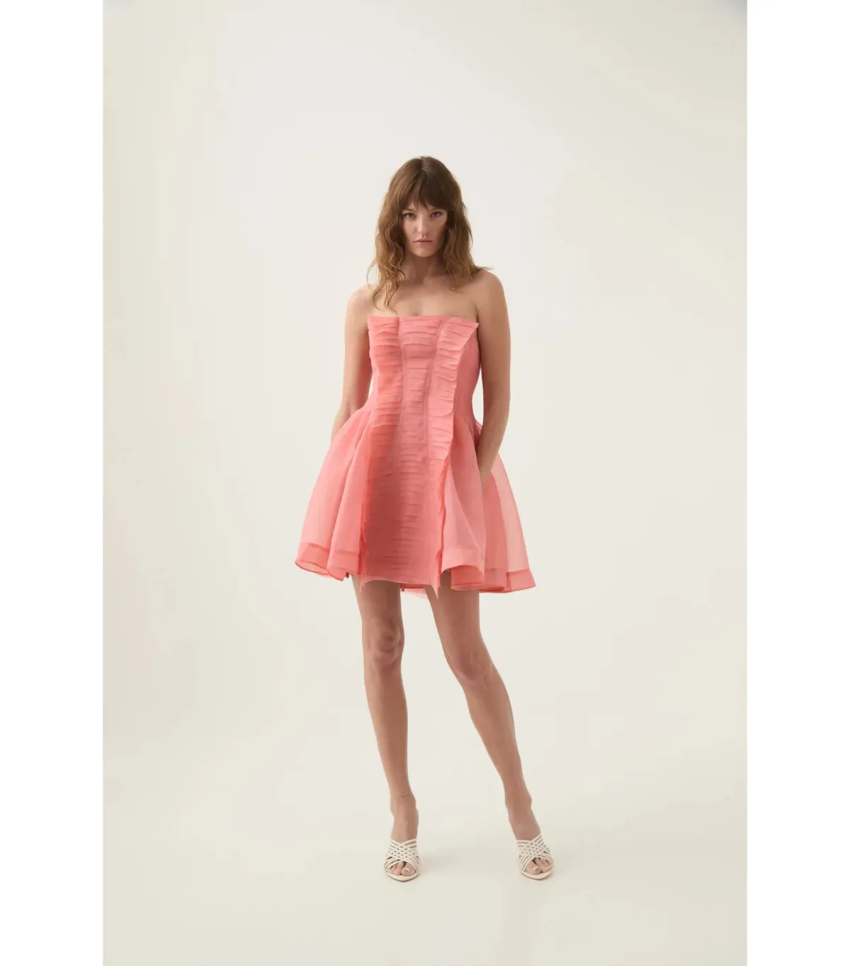 Aje Astrid Strapless Mini Dress Washed Coral Size AU 10 - Image 1