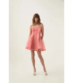 Aje Astrid Strapless Mini Dress Washed Coral Size AU 10 for rent on The Volte - image 1
