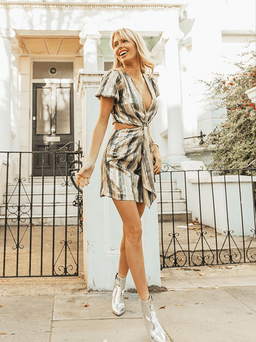 MISHA Lorlea Mini Dress Print Sequin Size 8 for rent on The Volte - image 4