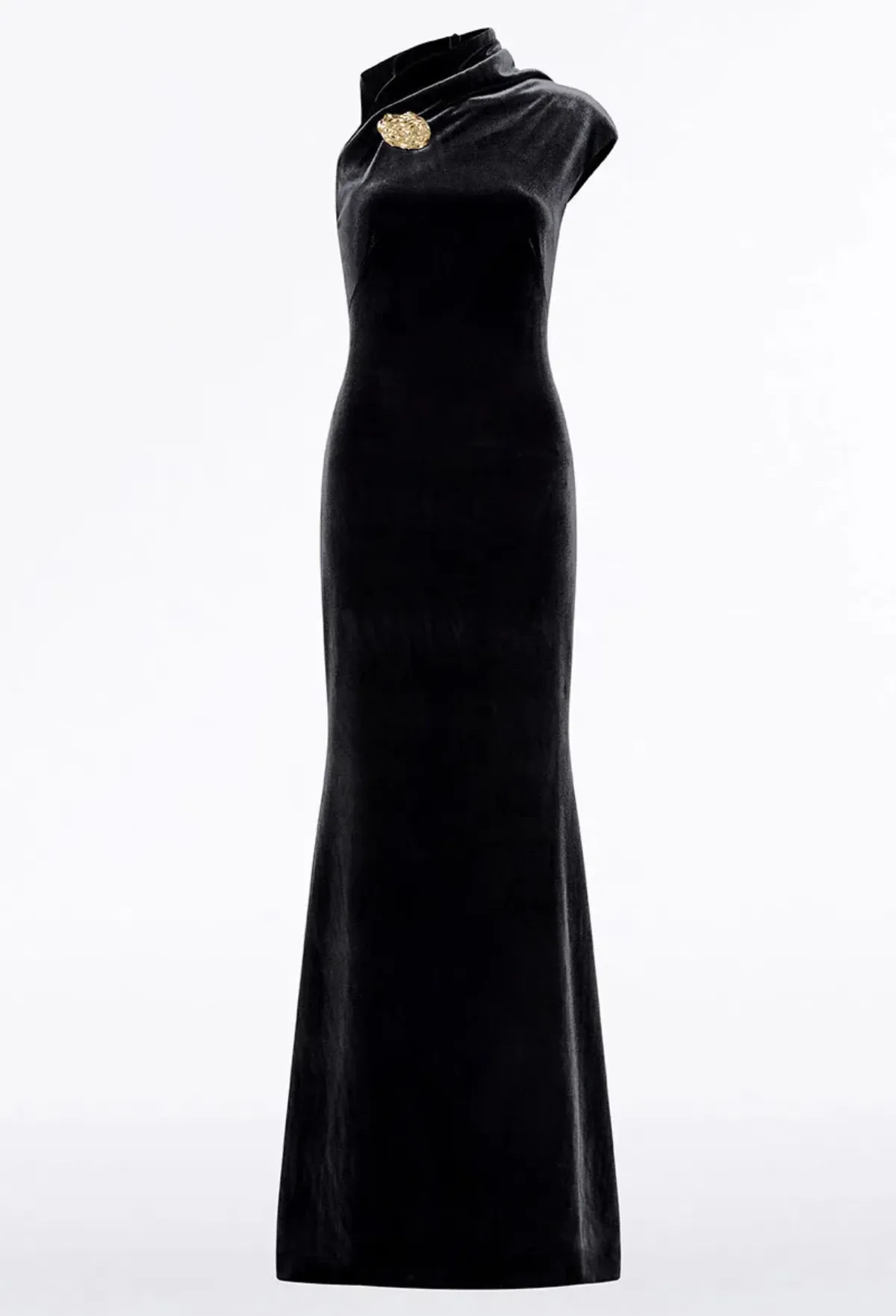 Carla Zampatti Black Velvet Gold Button Gown Size 8 - Image 4