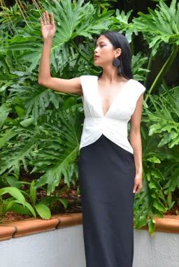 Monique Contrast Maxi Dress - Black MESHKI for rent on The Volte - image 3