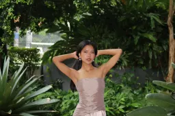 Serena Strapless Taffeta Maxi Dress - Bronze Taupe MESHKI size S for rent on The Volte - image 8