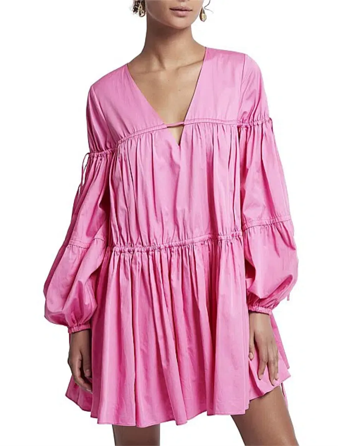 Aje Overture Gathered Smock Mini Dress Pink Size 10 (will fit up to 16) - Image 1