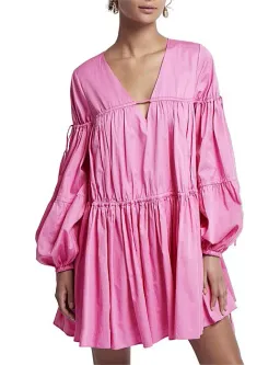 Aje Overture Gathered Smock Mini Dress Pink Size 10 (will fit up to 16) for rent on The Volte - image 1
