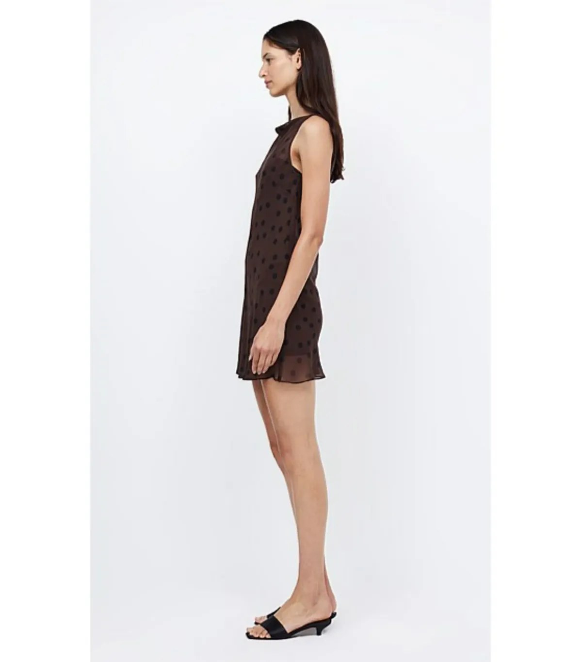 Bec & Bridge Turner Boatneck Mini Dress in Chocolate/Black Size AU 8 - Image 2