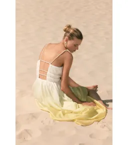 Aje Acapella Ruched Midi Dress Sunrise Ombre Size AU 8 for rent on The Volte - image 6