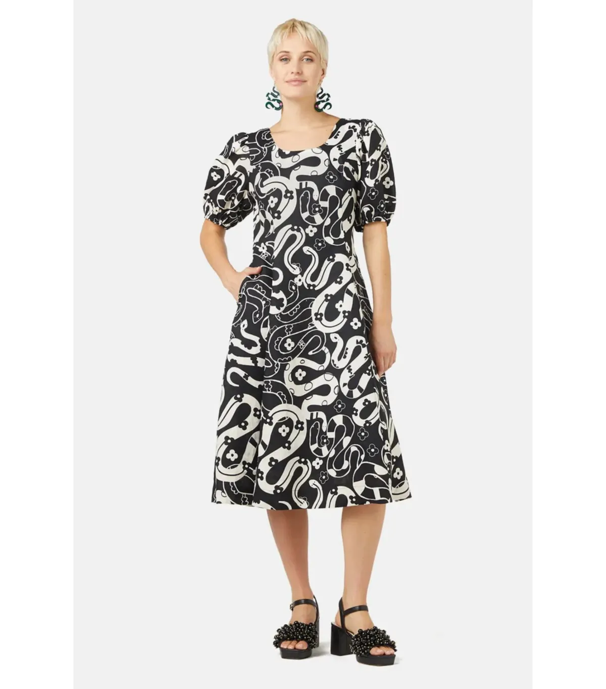 Gorman Floral Snake Party Dress Print Size AU 14 - Image 1