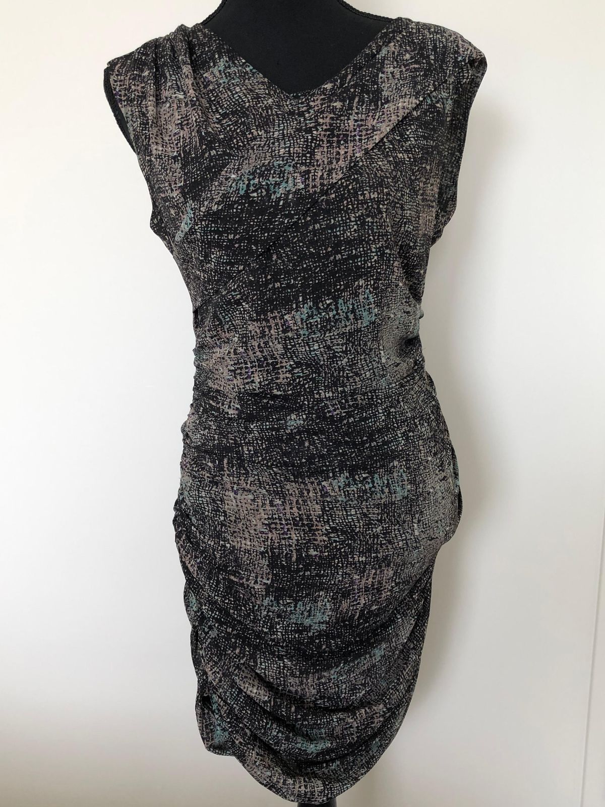 Iro Print Dress Heidi Black Grey Size 10 - Image 3