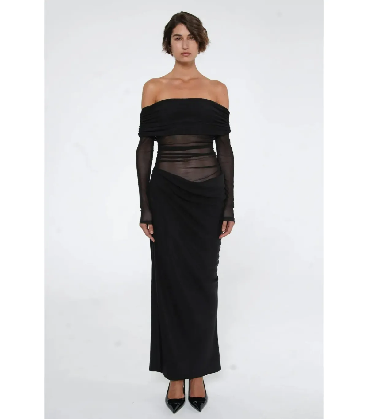 Benni Yasmin Off-Shoulder Maxi Dress Black Size AU 6 - Image 1