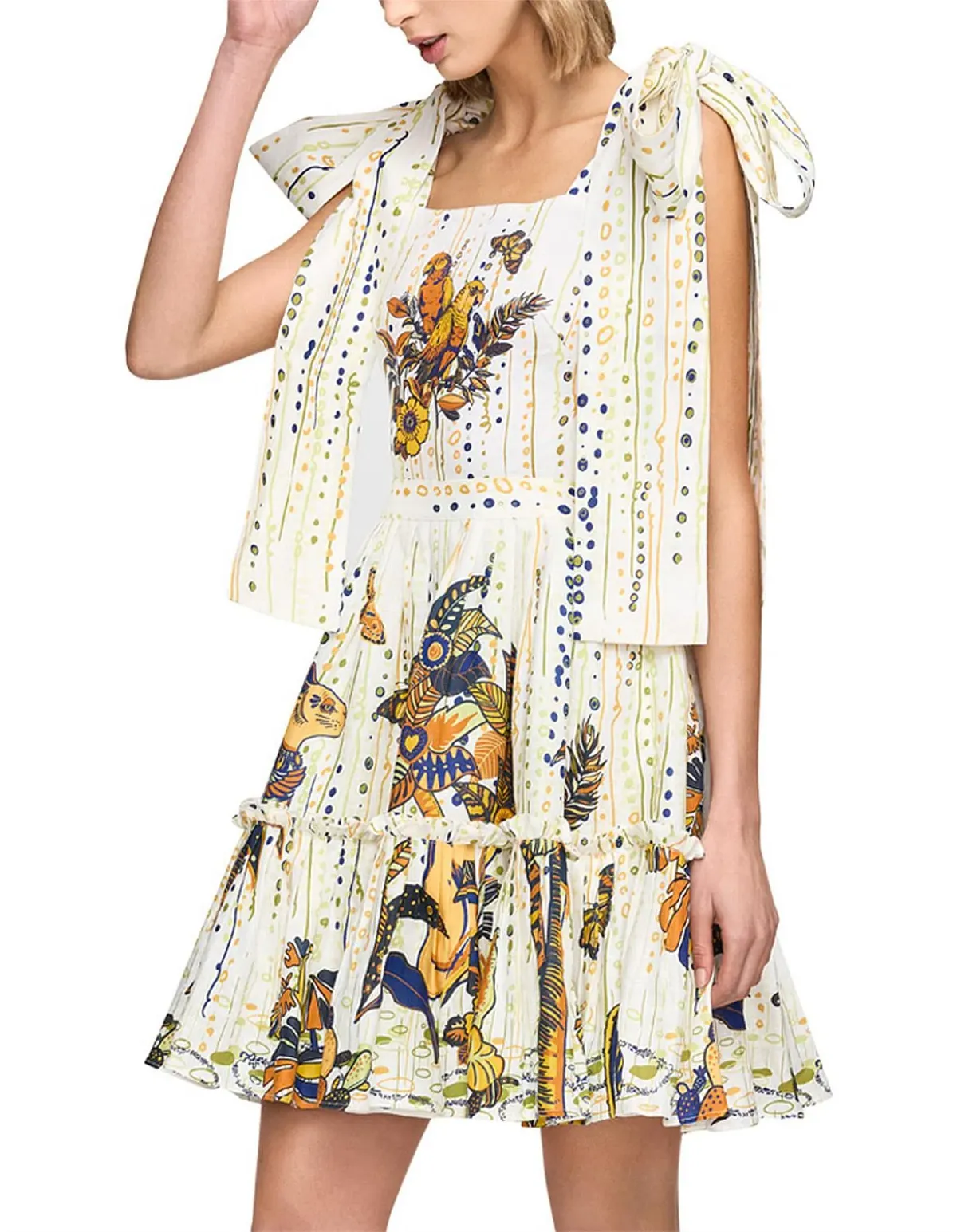 Leo Lin La Vida Bowtie Mini Dress Print Size AU 8  - Image 4