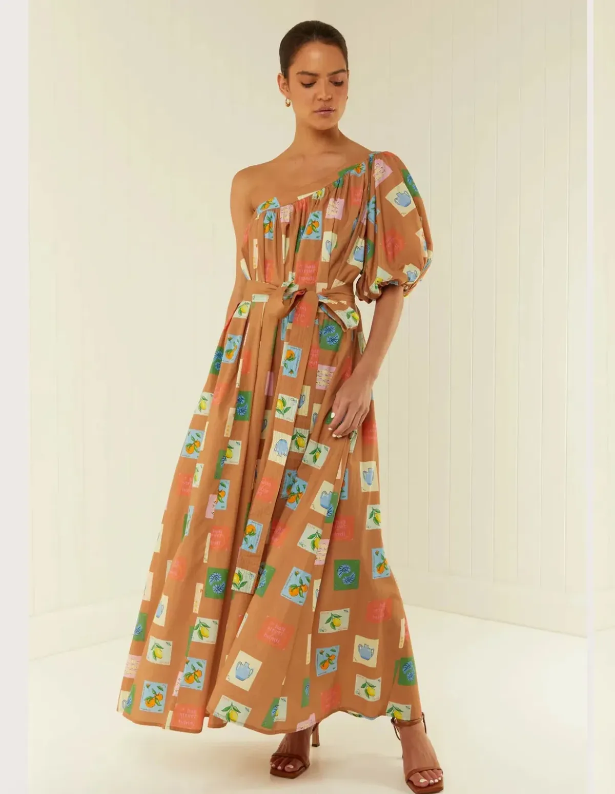 Palm Noosa Lotus Maxi Dress Brown Emblem Size 12 - Image 4