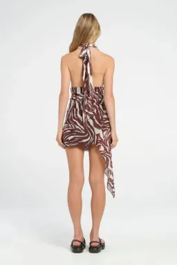 Benni Penelope Halter Mini Dress in Safari Size 8 for rent on The Volte - image 3